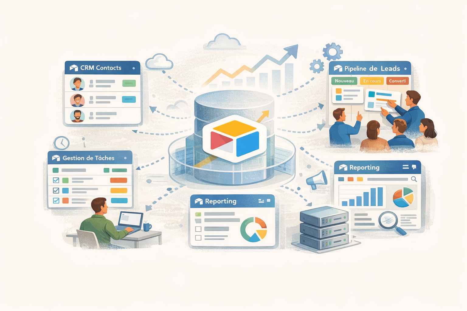 Airtable utilisé comme point central de plusieurs usages métier